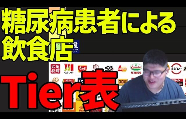 糖尿病のひかぶとによる飲食店Tier表【ひかぶと】