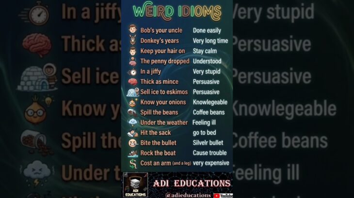 WEIRD IDIOMS @adieducations #idioms #weird #nft #idiomsandphrases #exam #motivation #upsc