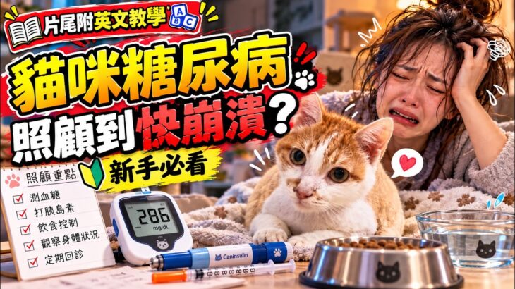 貓咪得糖尿病，血糖飆破415，居家照顧好崩潰？ #糖尿病 #貓咪 #老貓 #學英文