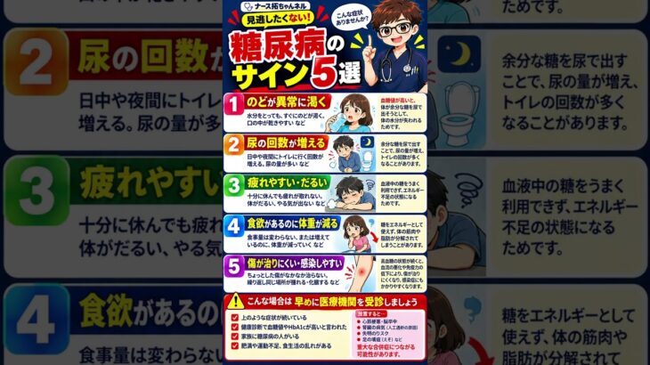 現役看護師が教える糖尿病の危険⚠️サイン5選✍️ #糖尿病 #尿 #頭痛 #看護師