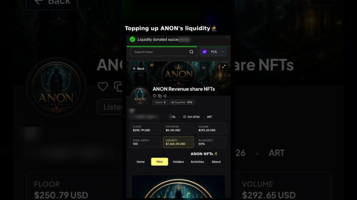 Day 72: Topping Up My NFT Collection’s Liquidity Live 🥷 #shorts