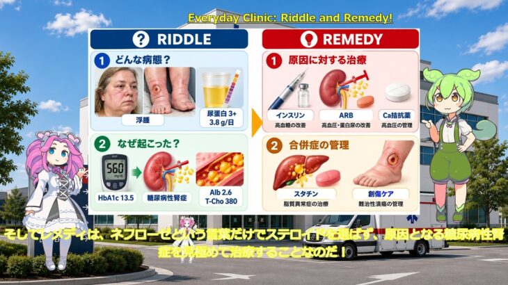 Epi6：糖尿病の浮腫、ﾈﾌﾛｰｾﾞ症候群? まずはｽﾃﾛｲﾄﾞ? ﾀﾞﾒです!