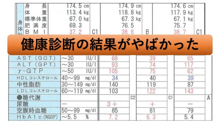 健康診断の結果がやばかった・・・糖尿病かも