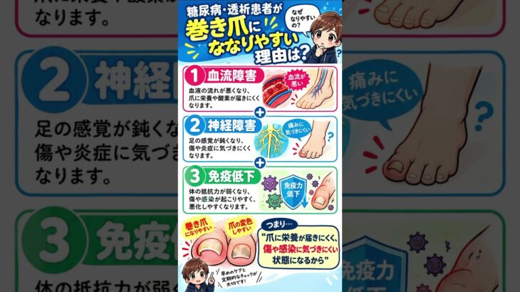 透析患者の巻き爪について#透析 #糖尿病#病気